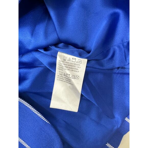 QVC Isaac Mizrahi 24/7 Stretch Print Blazer Blue Stripe NWOT Size 12 - Picture 6 of 8
